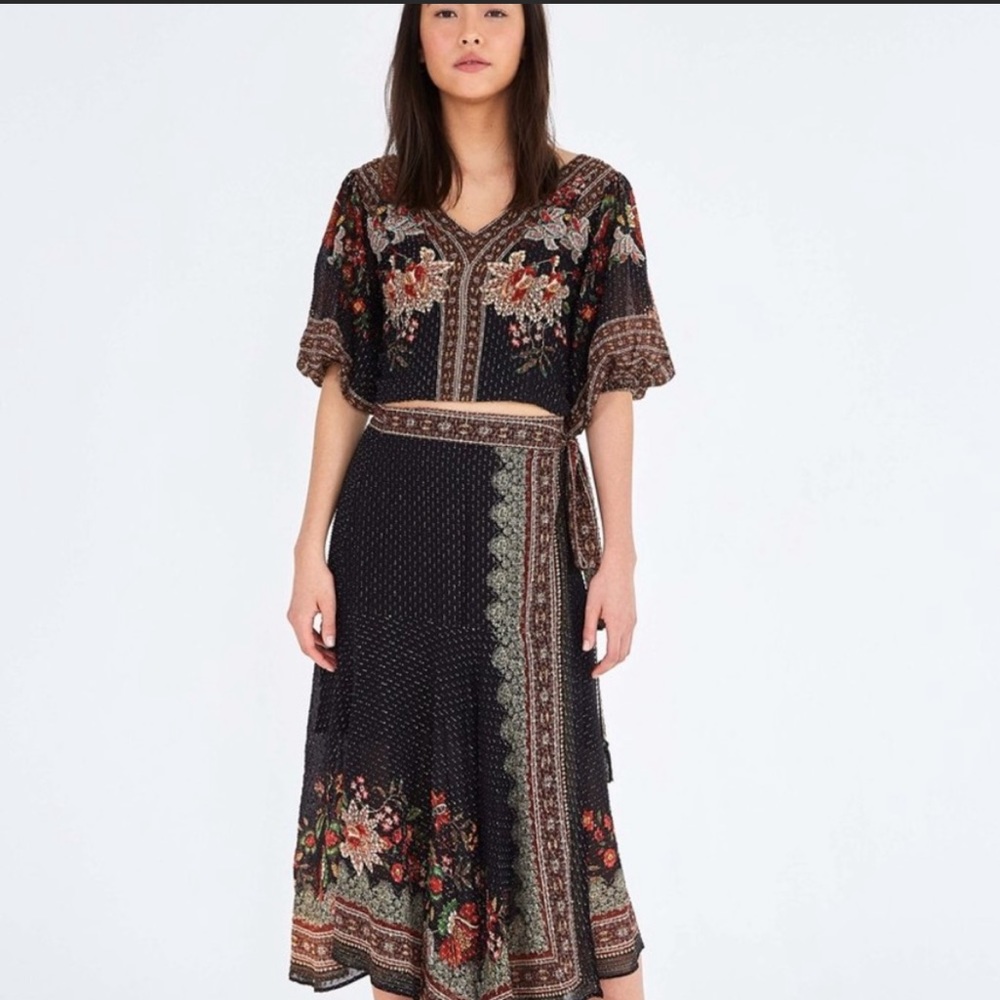 Farm Rio Black Magic: Top and Wrap Skirt